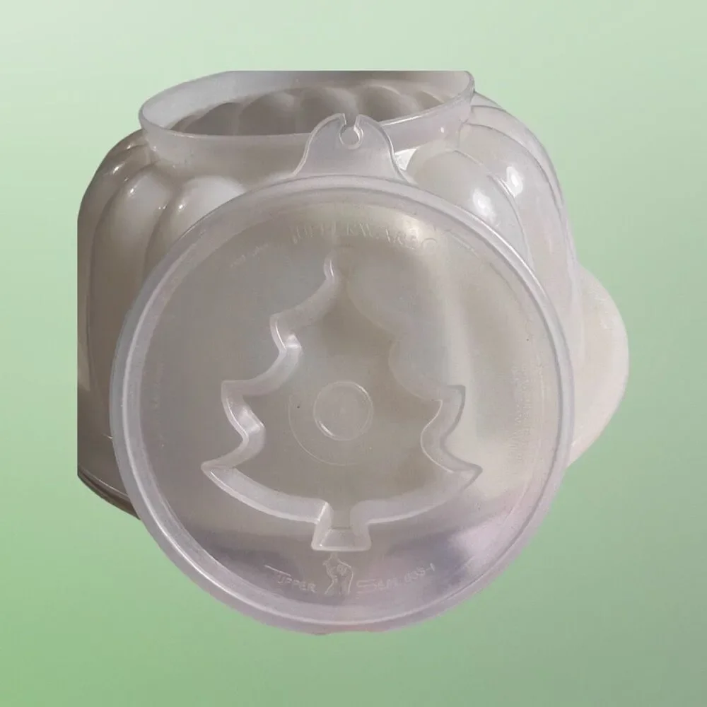 Vintage Tupperware 3 PC Jello Mold Christmas Tree 8”